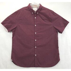 Denim & Flower Ricky Singh Shirt Mens XL Burgundy Polka Dot Slim Fit Button-Down